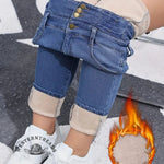 Women's Fleece Lined High Strech Thick Jeans