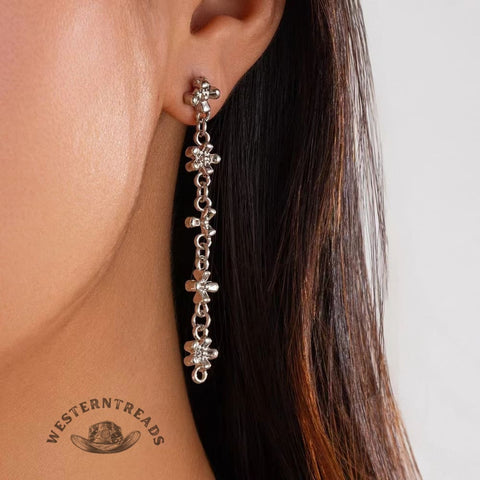 Metal Flower Cross Necklace Earrings Bracelet Set