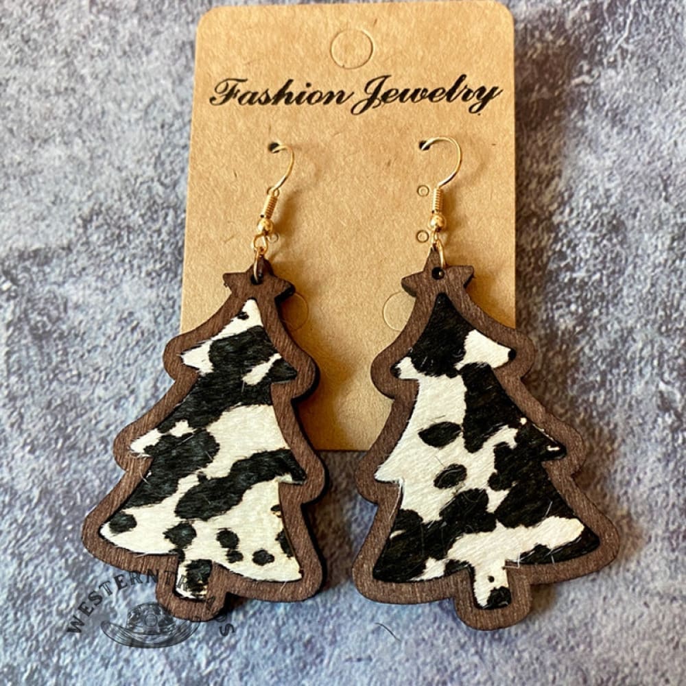 Western Christmas Wooden Earrings