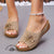 Women's Floral Wedge Open Toe Outerwear Slippers