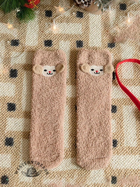 Coral Fleece Christmas Gift Christmas Animal Socks for Men and Women