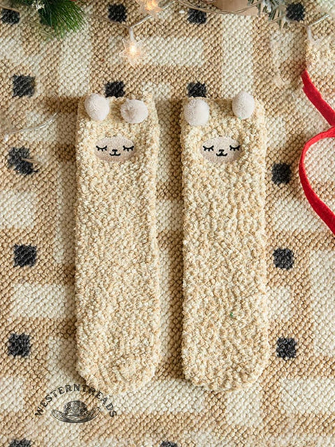 Coral Fleece Christmas Gift Christmas Animal Socks for Men and Women