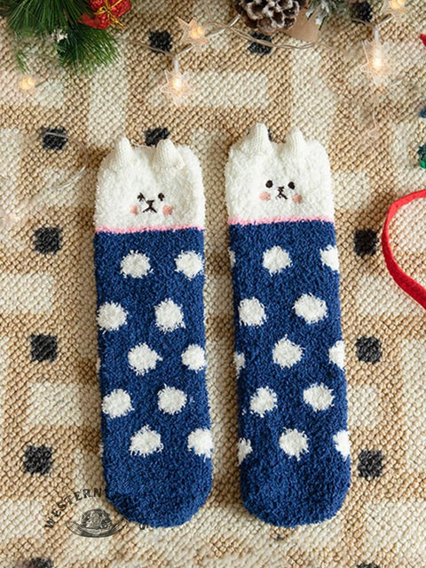 Coral Fleece Christmas Gift Christmas Animal Socks for Men and Women