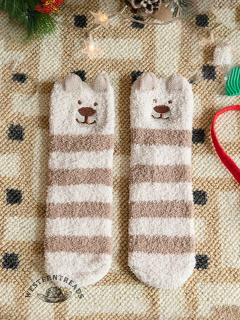 Coral Fleece Christmas Gift Christmas Animal Socks for Men and Women