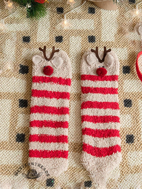 Coral Fleece Christmas Gift Christmas Animal Socks for Men and Women