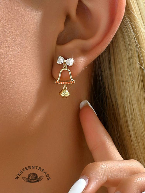 Bows Christmas Bell Earrings