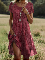 Women's Ethnic Print Scoop Neck Midi Dress