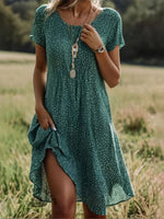 Women's Ethnic Print Scoop Neck Midi Dress