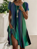 Women's Ethnic Print Scoop Neck Midi Dress