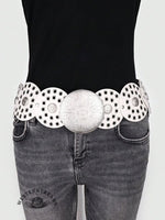 Round Hollow European and American Retro Cowboy Western Belt Round Hollow