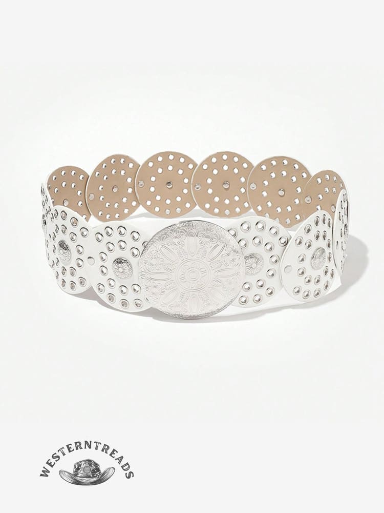 Round Hollow European and American Retro Cowboy Western Belt Round Hollow