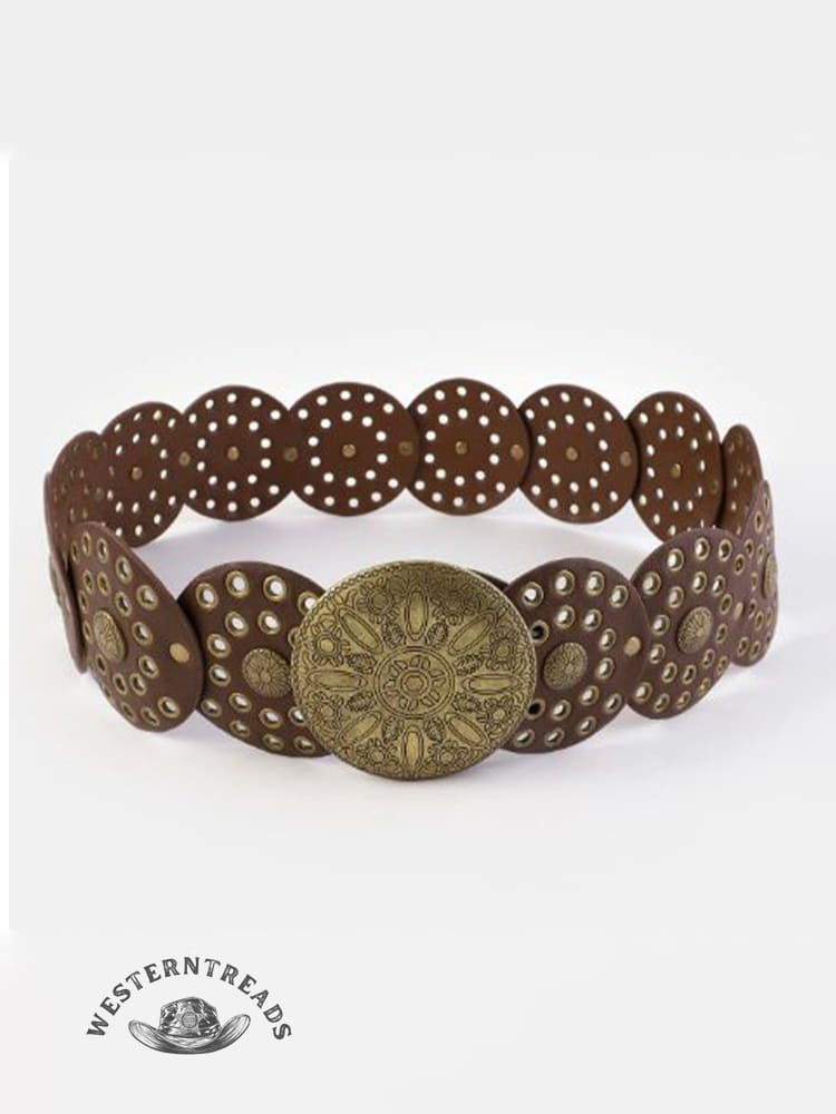 Round Hollow European and American Retro Cowboy Western Belt Round Hollow