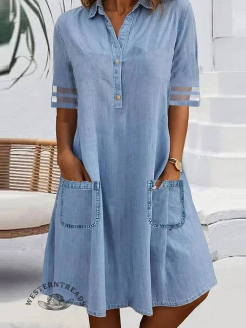 Denim Short-sleeved Dress