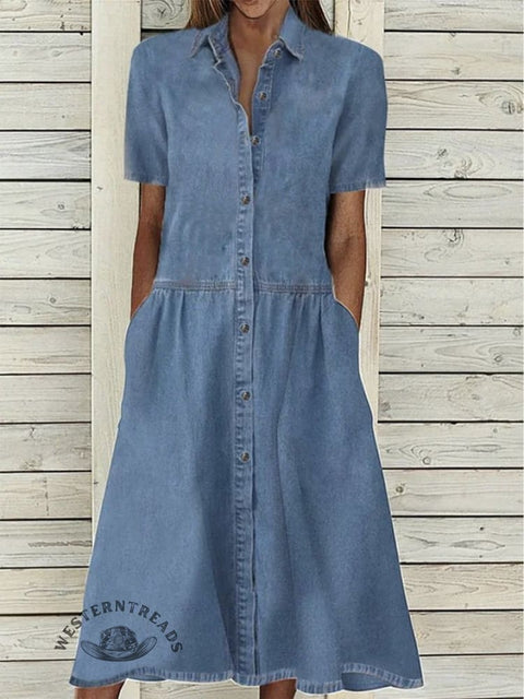 Denim Short-sleeved Dress