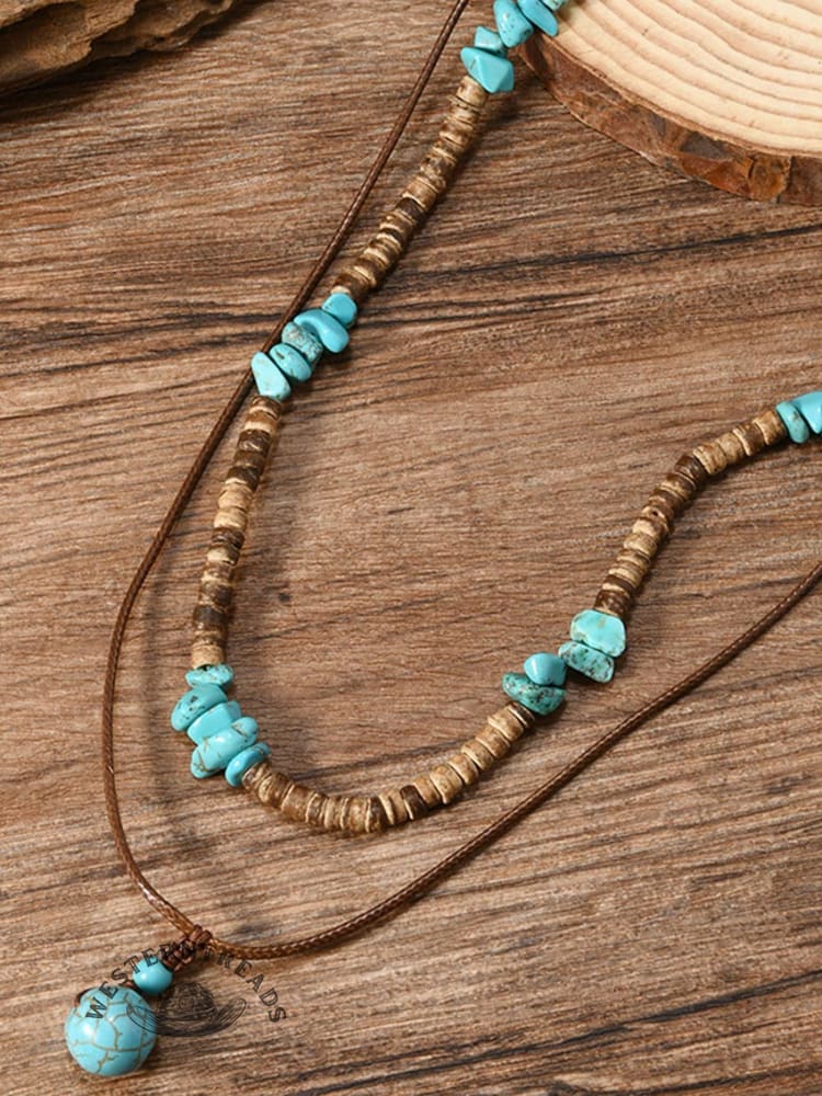 Coconut Shell Turquoise Necklace Set