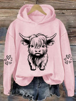 Women's Cute Highland Cow Casual Hoodie