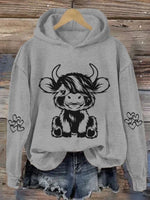 Women's Highland Cow Casual Hoodie Sweatshirt