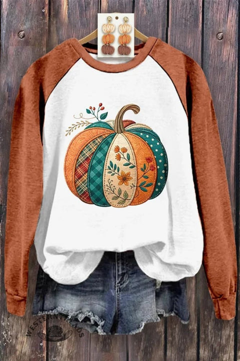 Colorblock Pumpkin Fall Sweatshirt