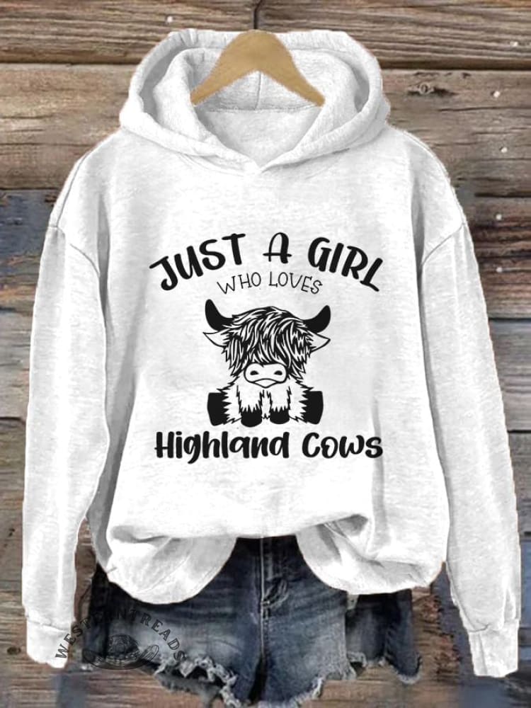 Women's Just A Girl Who Loves Highlands Cows Casual Hoodie