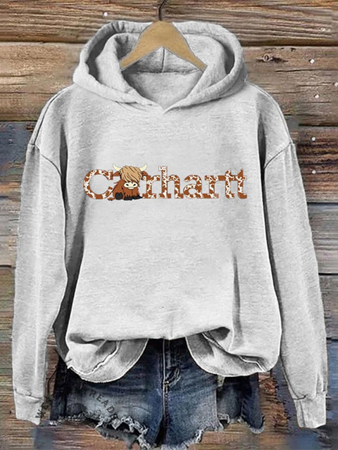 Highland Cow Print Basic Hoodie