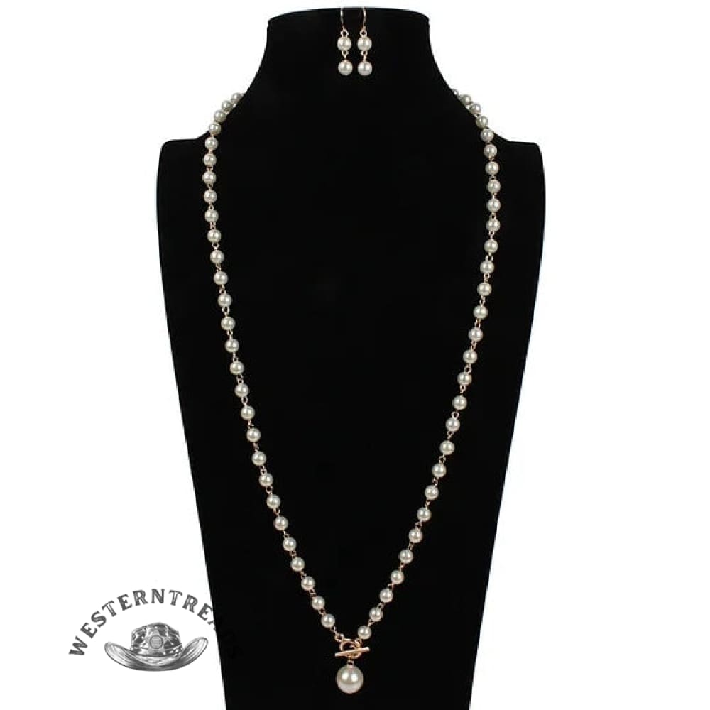 Elegant Pearl Necklace Earring Set