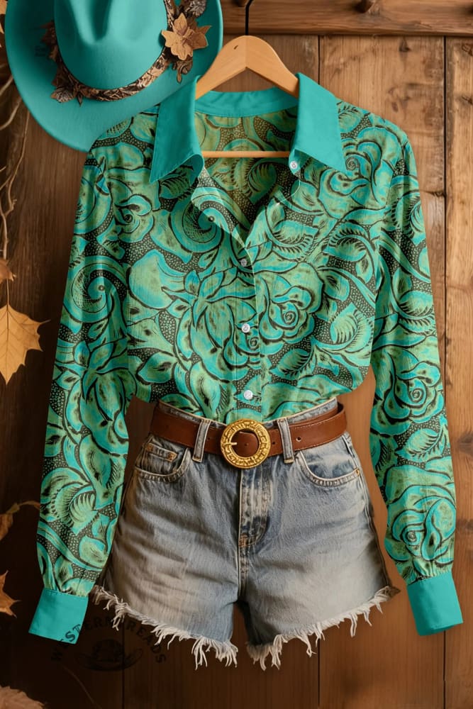 Vintage Western Floral Print Shirt