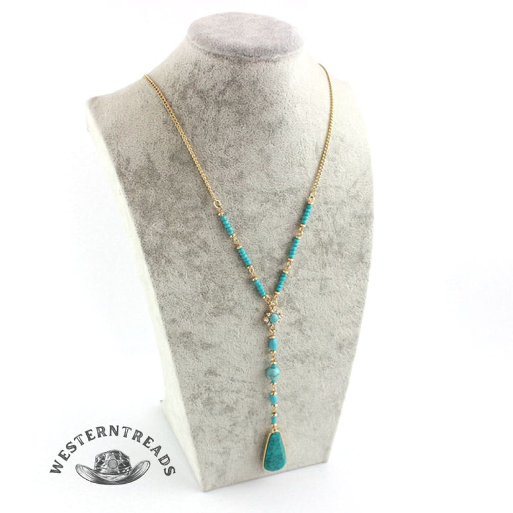 Classic Turquoise Long Beaded Necklace