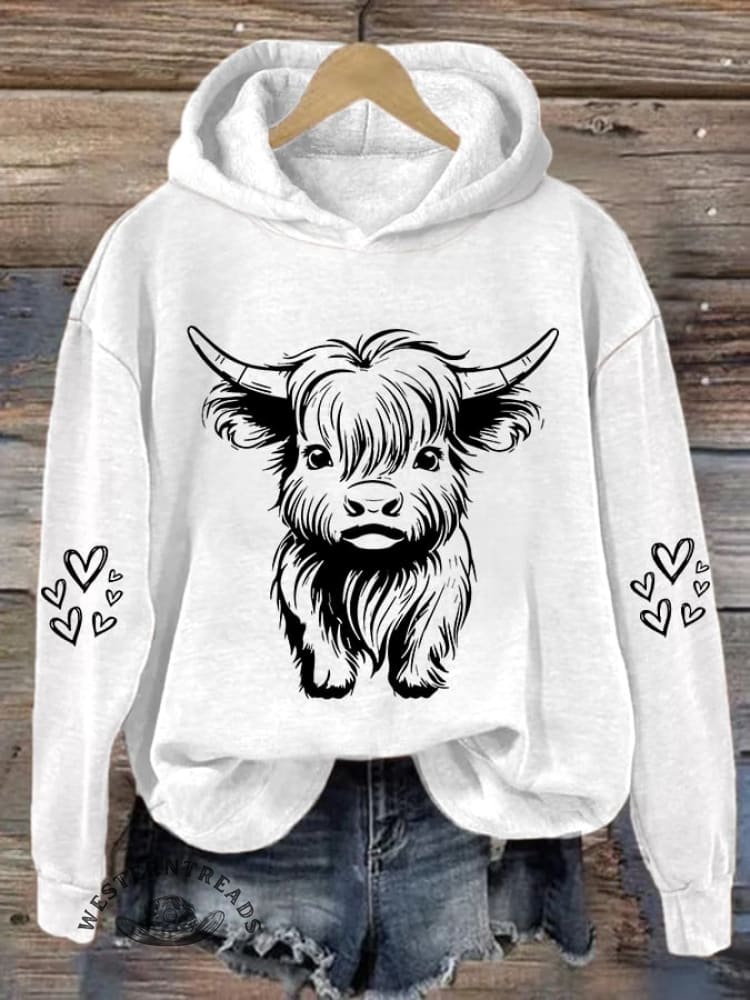 Women's Cute Highland Cow Casual Hoodie