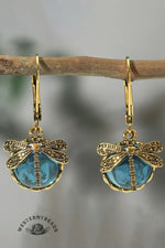 Spherical Dragonfly Earrings in Antique Gold