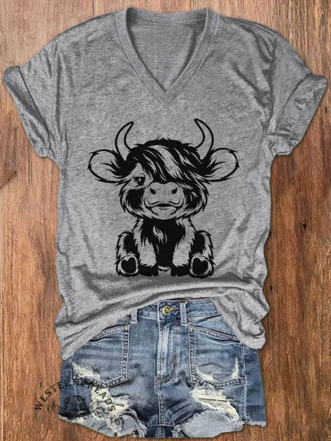 Women's Highland Cow Casual T-Shirt