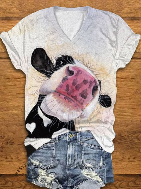 Women's Funny Cow Print T-shirt