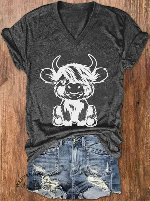Women's Highland Cow Casual T-Shirt