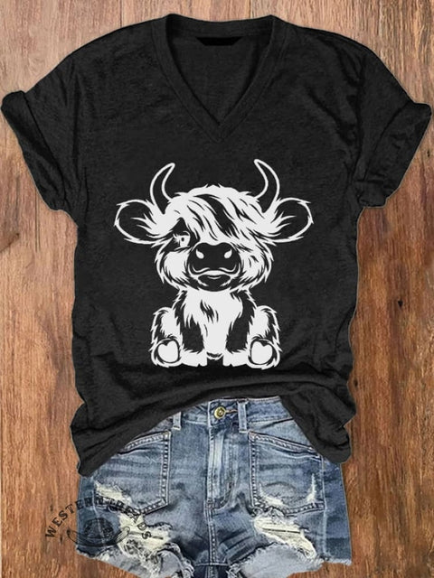 Women's Highland Cow Casual T-Shirt