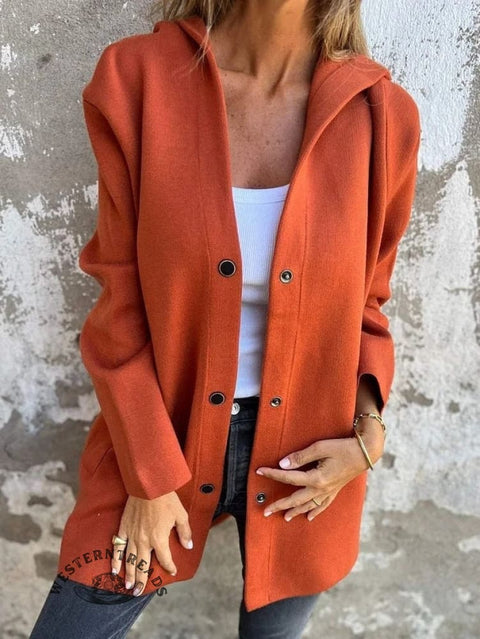 Women's Fall Outerwear Casual Plain Long Sleeve Hoodie Jacket Coat