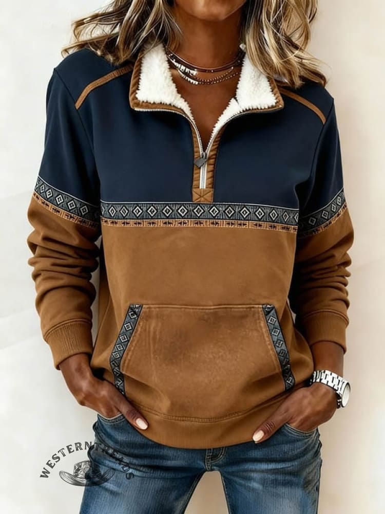 Women's Casual Color-Blocked Sweatshirt