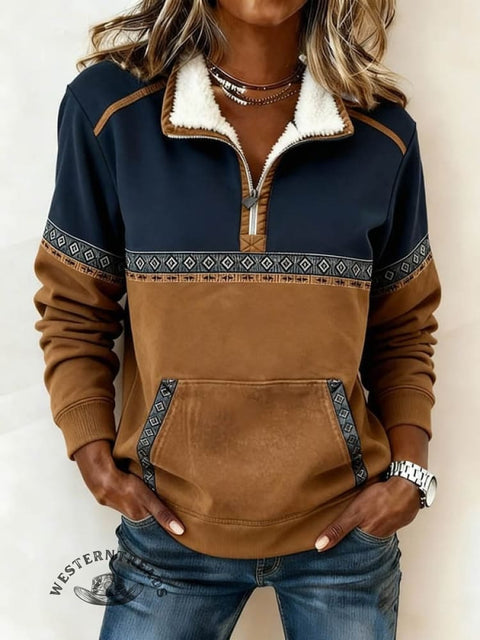 Women's Casual Color-Blocked Sweatshirt