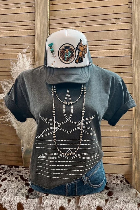 Retro Boot Stitch Graphic T-Shirt