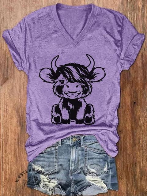 Women's Highland Cow Casual T-Shirt