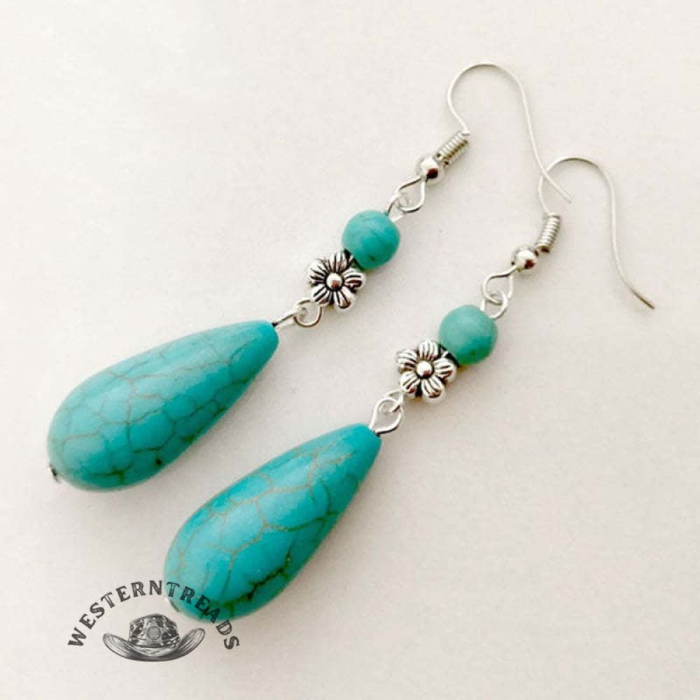 Women's Bohemian Metal Turquoise Drop Earrings