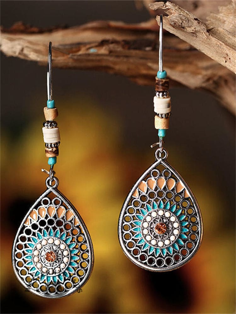 Boho Mandala Hollow Carving Beaded Earrings