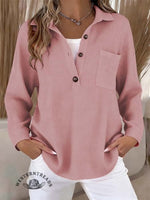 Women's Casual Solid Color Collared Sweatshirt