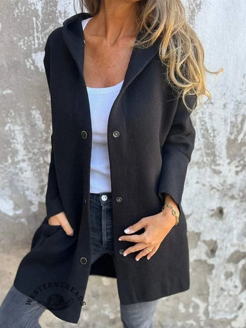 Women's Fall Outerwear Casual Plain Long Sleeve Hoodie Jacket Coat