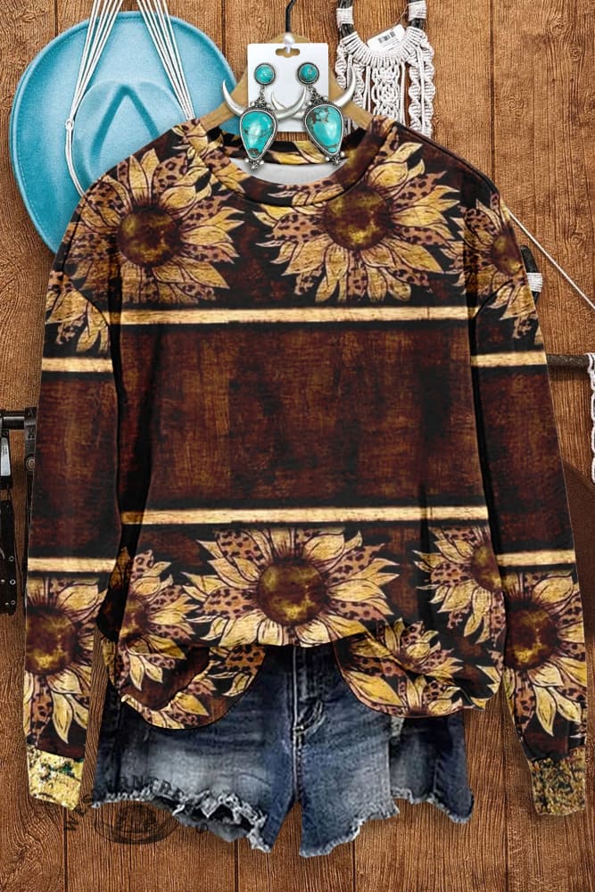 Vintage Sunflower Print Sweatshirt