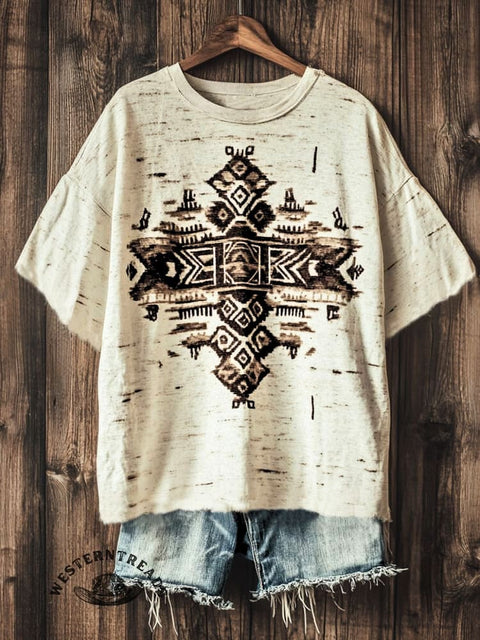 Ethnic Tribal Pattern Art Print Casual T-shirt
