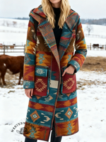 High quality✨Vintage Aztec Western Art Print Casual Jacket