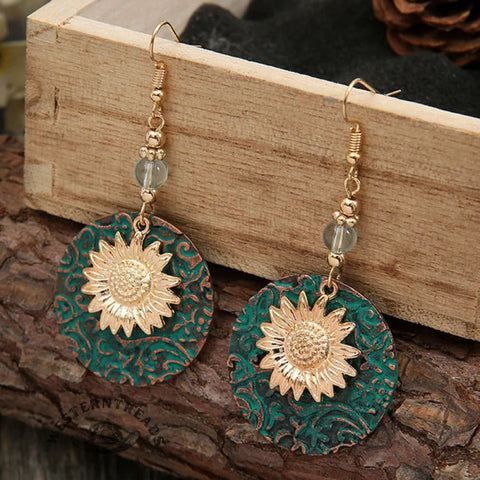 Retro Folk Style Peacock Blue Earrings