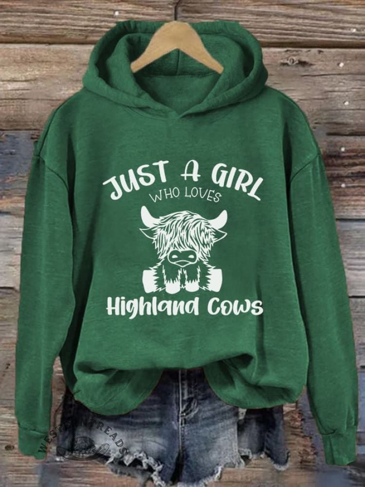 Women's Just A Girl Who Loves Highlands Cows Casual Hoodie