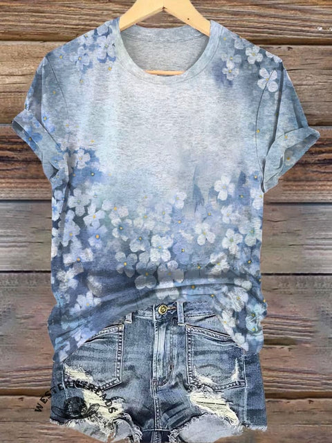 Elegant Floral Print Casual T-Shirt