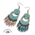 Women's Bohemian Flower Crescent Tassel Tassel Earrings