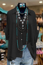 Casual Cotton and Linen Raw Edge Button Shirt